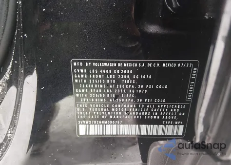 2022 Volkswagen Taos 1.5T Se from USA, damaged, VIN 3VVWX7B26NM090757